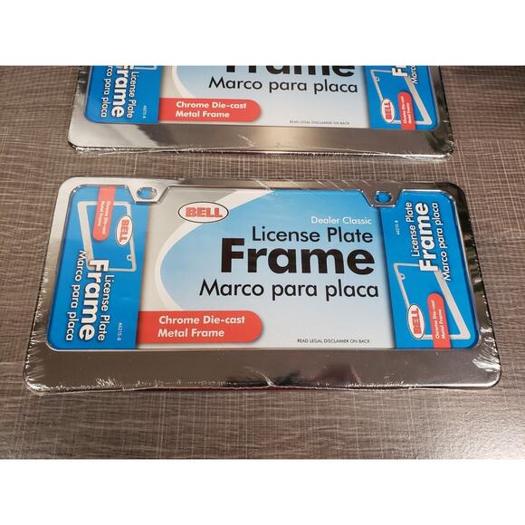 SET OF 2 Bell Chrome Die Cast Metal License Plate Frame CORROSION RESISTANT - Picture 2 of 7